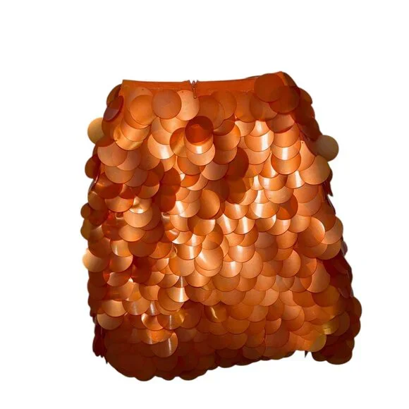 Miscreants Orange Sequin Mini Skirt Showgirl Sample Size Small - Picture 5 of 5